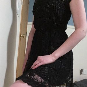 Polka dot and lace dress